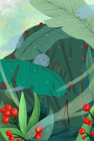 芭蕉叶手绘插画下载png下载psd企业vip免费下载免抠元素卡通手绘中国