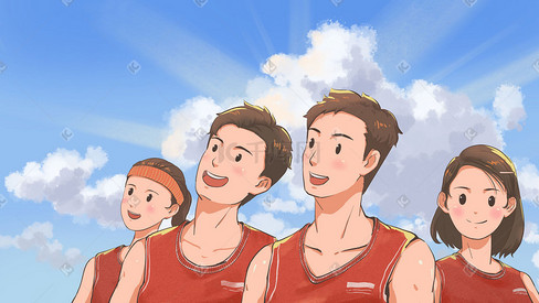毕业季小清新学生篮球运动青年活力青春场景