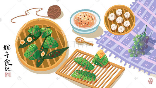 粽子节插画图片_端午节端午端午食物包粽子端午