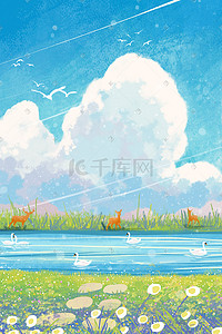 浪漫小清新插画图片_油画风风景手绘浪漫小清新