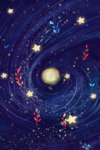 星系线条星系线条插画图片_星空夜空星系宇宙幻想梦幻