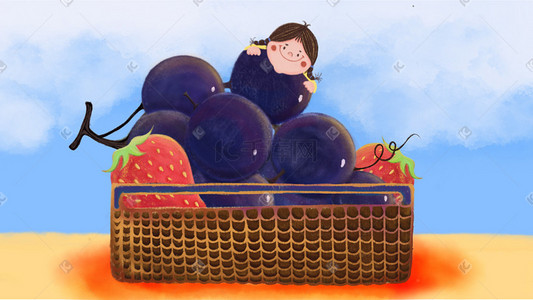 小公众插画图片_温暖卡通小清新水果食物宣传图