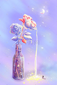 草莓味糖果插画图片_糖果色花卉花朵瓶子花瓶人物