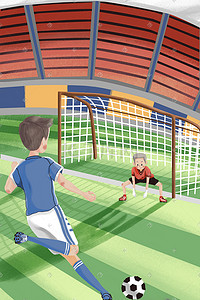 世界足球日插画图片_欧洲杯世界足球日运动员球场训练图