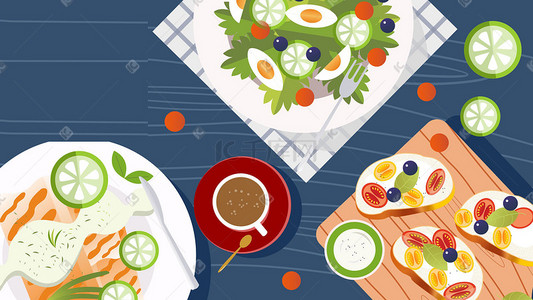 凯撒沙拉插画图片_矢量素食美食素材图轻食沙拉减脂餐插画