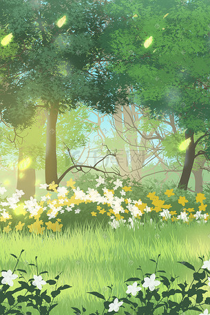 绿色植物树林插画-绿色植物树林配图-千库网