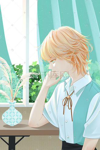 漫画美女世界无聊日发呆女生