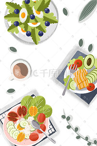 健康水果蔬菜插画图片_小清新美食健康蔬菜水果手绘食物
