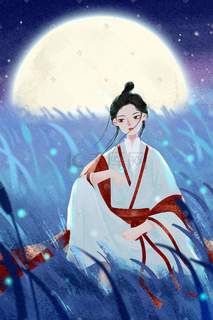 中国风古风女子坐姿