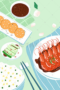 佐餐小菜插画图片_绿色小清新美食矢量插画美食素材