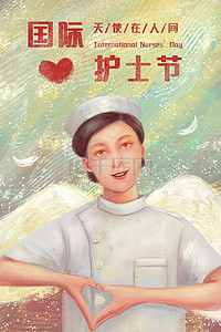爱心护士节插画图片_国际护士节之护士写实人物唯美