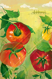 农产品插画图片_小清新蔬菜水果草地美食农产品手绘