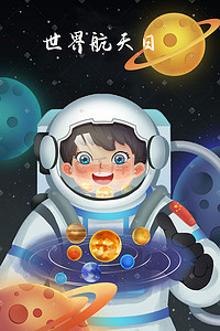 中国航天日插画图片_中国航天日宇宙太空星球宇航员星空宇航