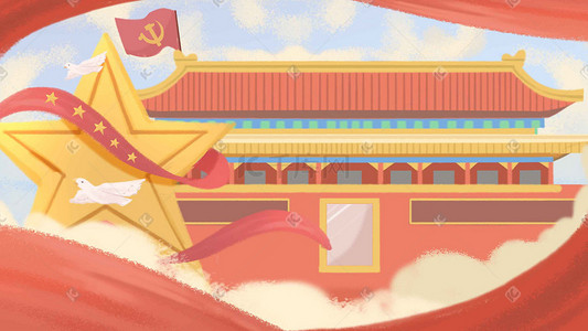 少年少先队员敬礼少年党员扁平化风教育阅读图书馆ai矢量插画背景少先