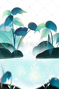 清新小图案插画图片_矢量绿色唯美风景绿色植物
