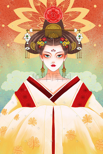 原图插画唐朝大唐盛世古风可爱仕女跳舞乐器免抠元素唐朝大唐盛世仕女