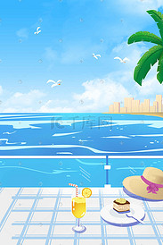 夏天夏季海边海鸥午餐沙滩