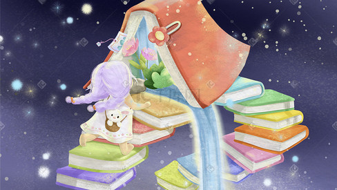 梦幻星空女孩与书