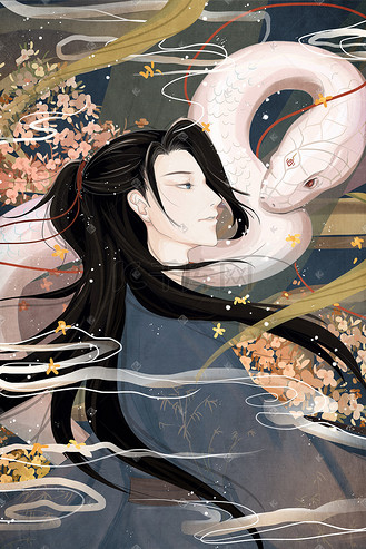 插画白蛇许仙西湖民间传说故事夏日国潮个人vip和企业vip免费下载免抠