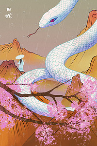 白娘子变身特效插画图片_四大民间传说之白蛇传主题插画