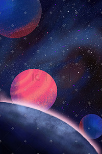 星河手绘插画图片_唯美宇宙梦幻治愈星球太空星星手绘