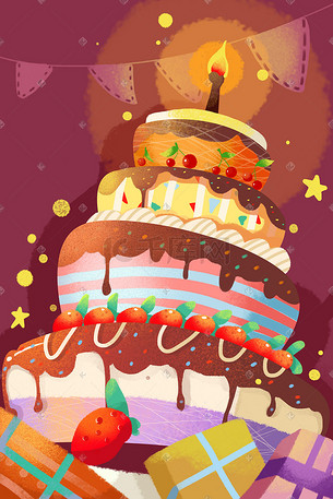 生日派对蛋糕插画-生日派对蛋糕配图-千库网