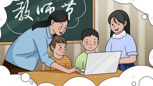 小组讨论学生插画-小组讨论学生配图-千库网