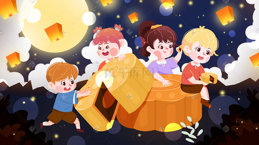月饼传统插画图片_中秋节中秋月饼插画