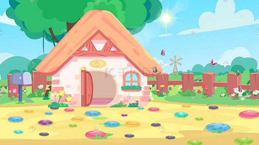 唯美梦幻治愈系天空海面彩色云朵月亮彩色唯美卡通治愈油画天空蓝天