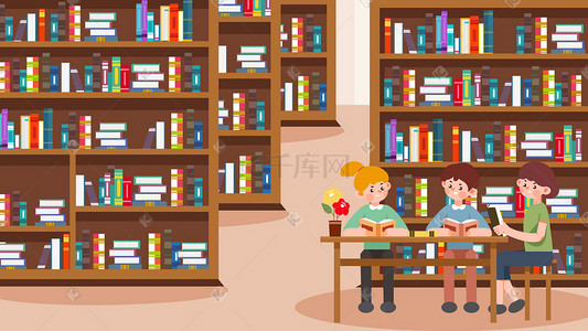 古老图书馆插画图片_矢量扁平教育学习学校图书馆插画