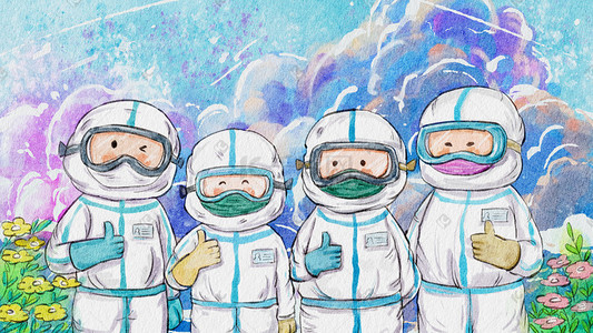 新年疫情春节春运安全防疫插画抗疫疫情战胜疫情必胜医生护士白衣天使