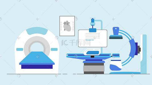设备插画图片_医疗器械扁平矢量插画科普