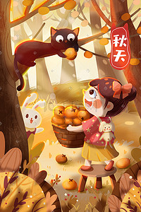 秋季植物背景插画图片_秋分秋天秋季风景背景