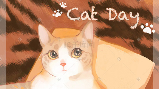 虎猫logo插画图片_猫咪可爱暖色秋天虎纹