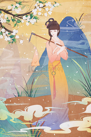 四大名著红楼梦林黛玉山间葬花