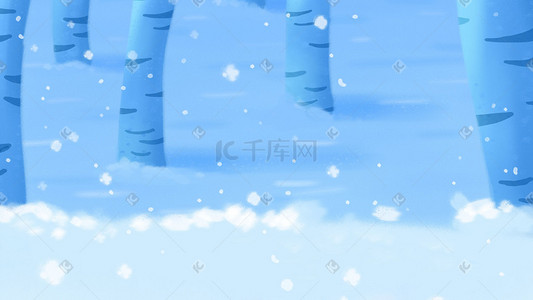 森林雪地森林插画图片_小清新唯美治愈雪天下雪森林雪地景色