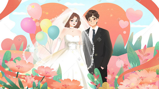 植物婚礼插画-植物婚礼配图-千库网