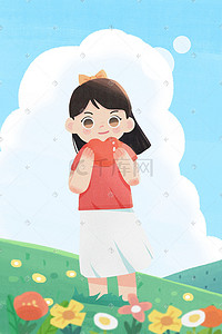 女童详情页插画图片_国际女童日小女孩插画