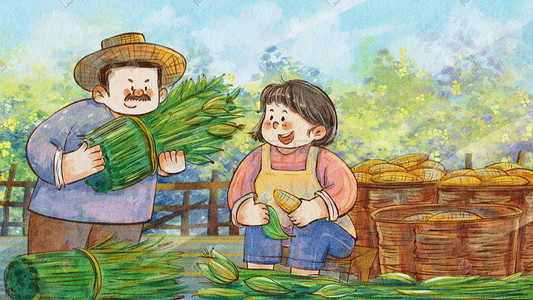 玉米猪肉馅插画-玉米猪肉馅配图-千库网