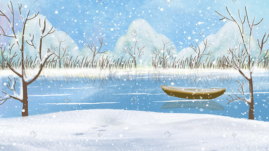 下雪插画图片_立冬冬天冬季户外下雪雪景