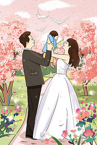 文字人像插画图片_婚礼结婚情侣人像婚礼头像婚礼插画