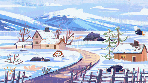 立冬冬天冬季雪景房子下雪风景竖图