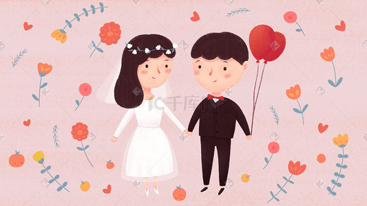 植物婚礼插画-植物婚礼配图-千库网