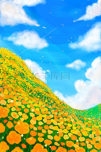 手机撒花表情插画图片_满山花朵唯美风景手机壁纸