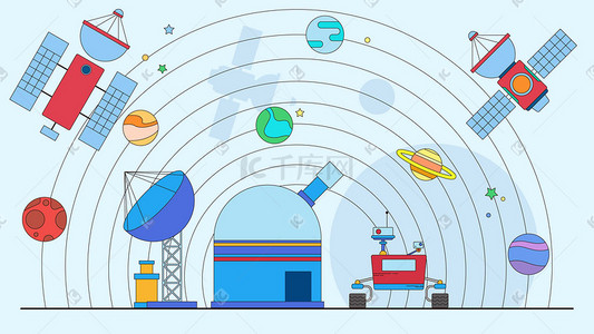 人造卫星矢量插画图片_矢量航天航空插画