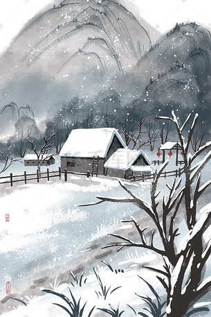 雪景风插画-雪景风配图-千库网