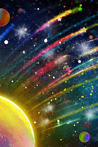 科幻星球背景插画图片_科幻星空宇宙斑斓星球月球插画