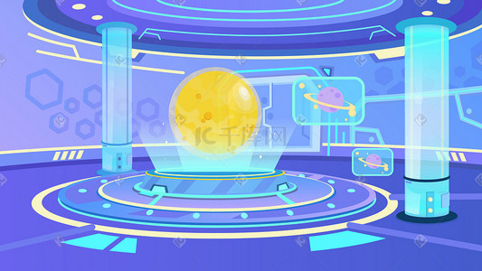 紫色科技感未来感星球飞船实验室科技馆配图