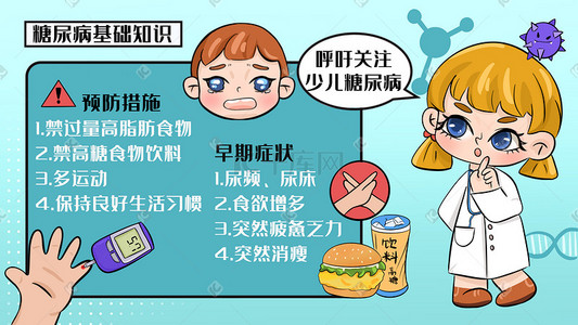 中茶宣传海报插画图片_糖尿病宣传海报册子少儿糖尿病预防糖宝禁忌