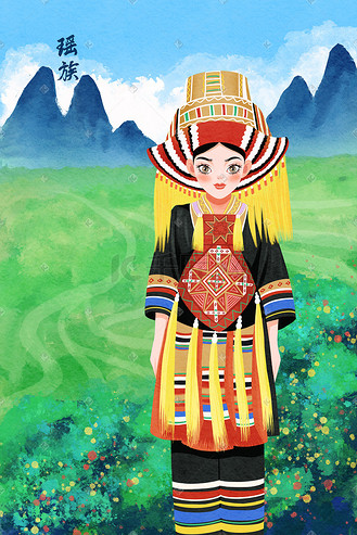 少数民族主题插画之瑶族